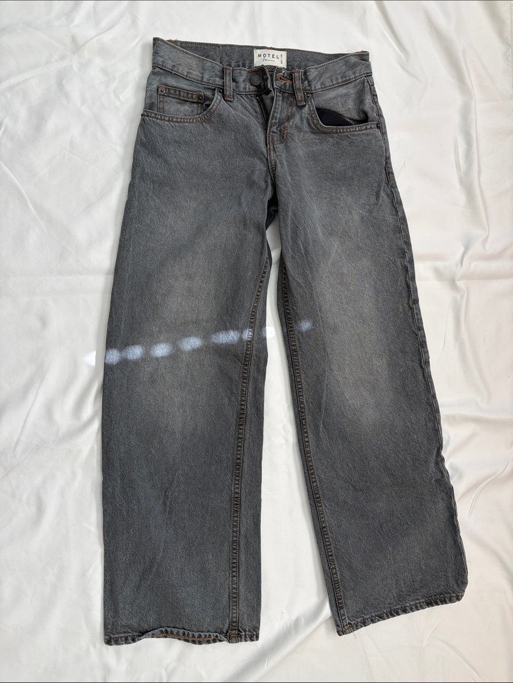 Motel Rocks Washed Grey Wide-Leg Jeans